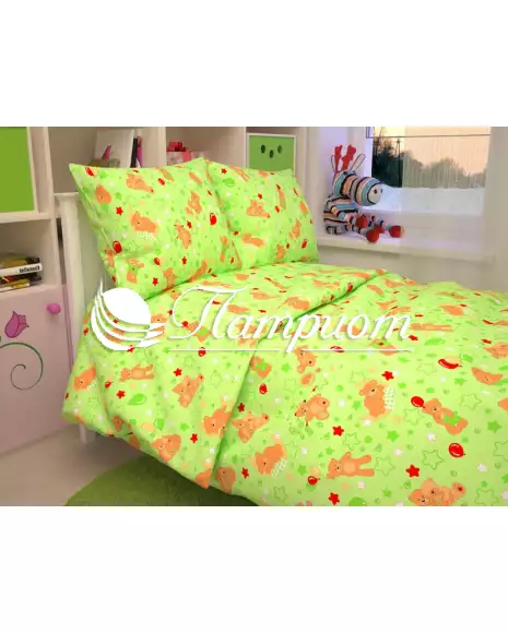 КПБ детский Мишки, зеленый, бязь 125 г/м² 350-2